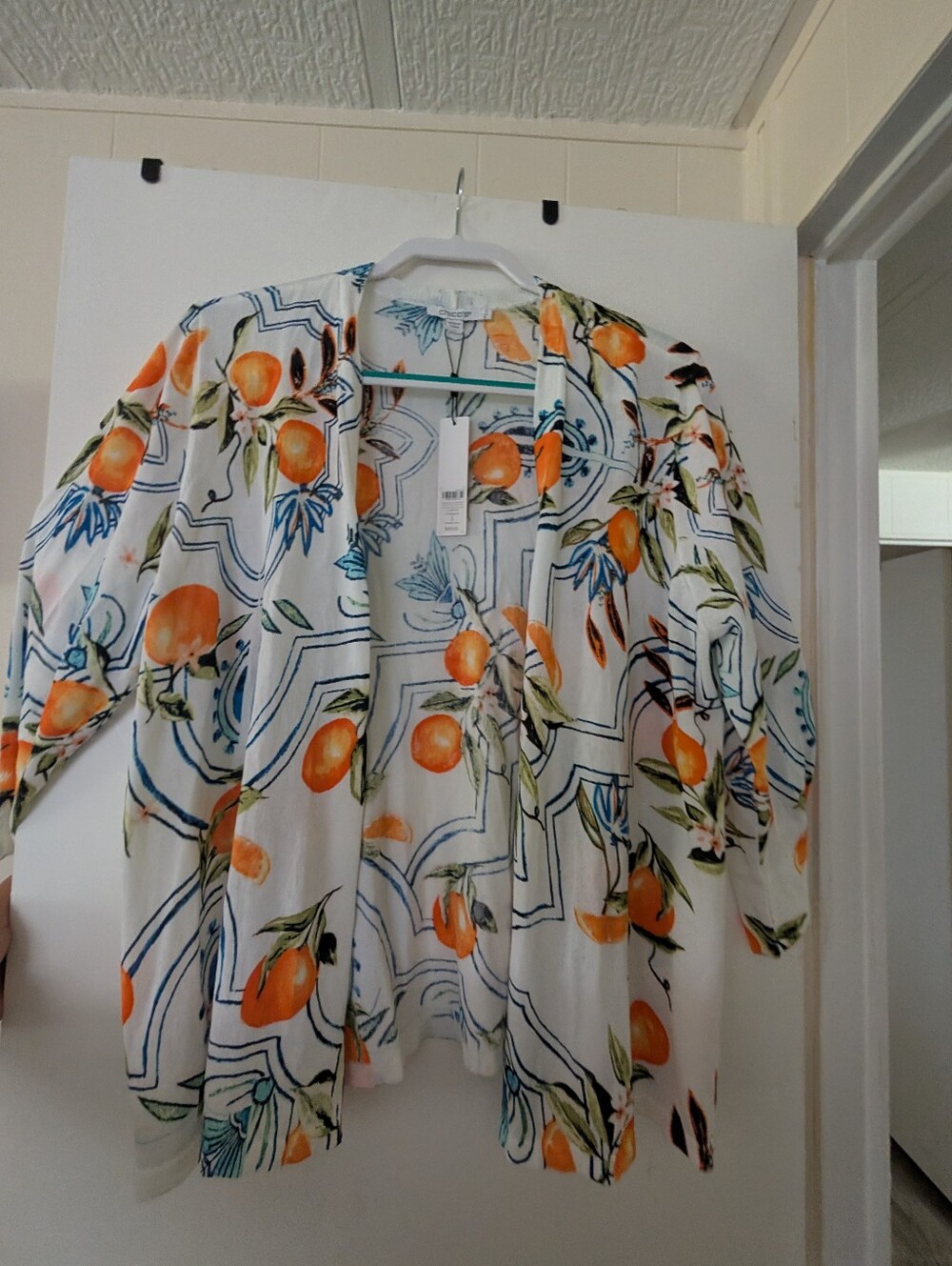Chico's Cardigan with Orange Fruit Print